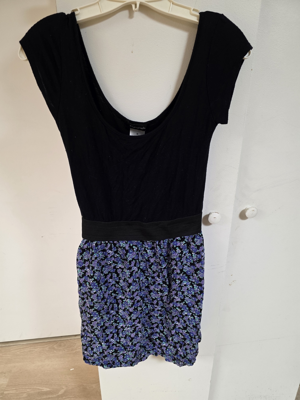 Fleurish Black Top Mini Dress with Purple Floral Skirt